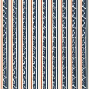 Scandinavian traditional stripes / Medium scale / Blue + burnt ochre