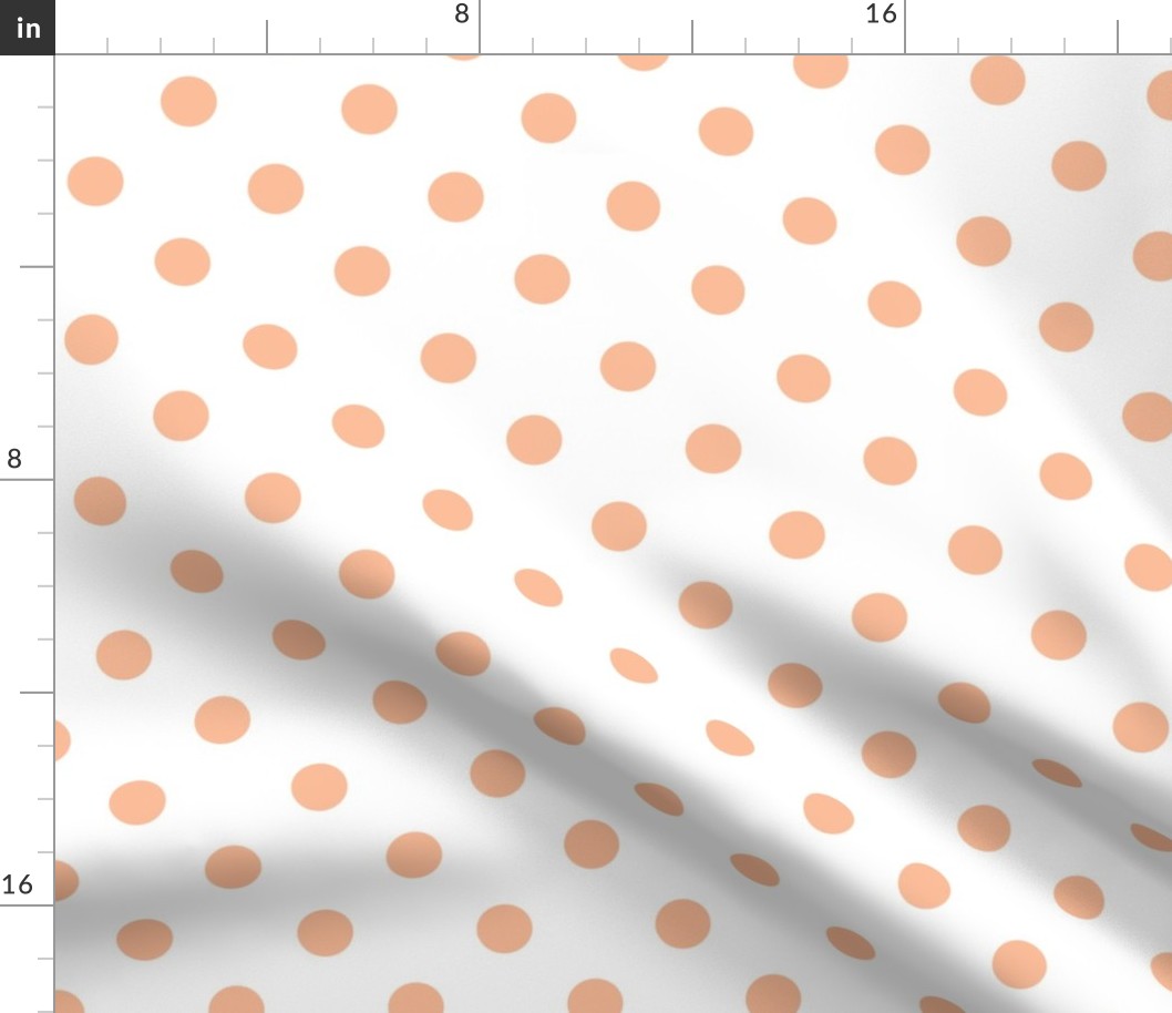 Polka Dots Peach on White