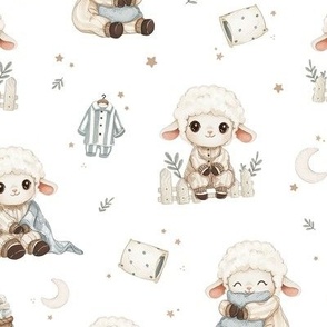 Cozy Lamb Sleepover - Medium - white