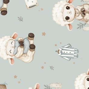 Cozy Lamb Sleepover - rotated - mint