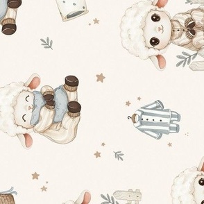 Cozy Lamb Sleepover - rotated - beige