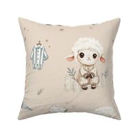 Cozy Lamb Sleepover - wallpaper - dark beige