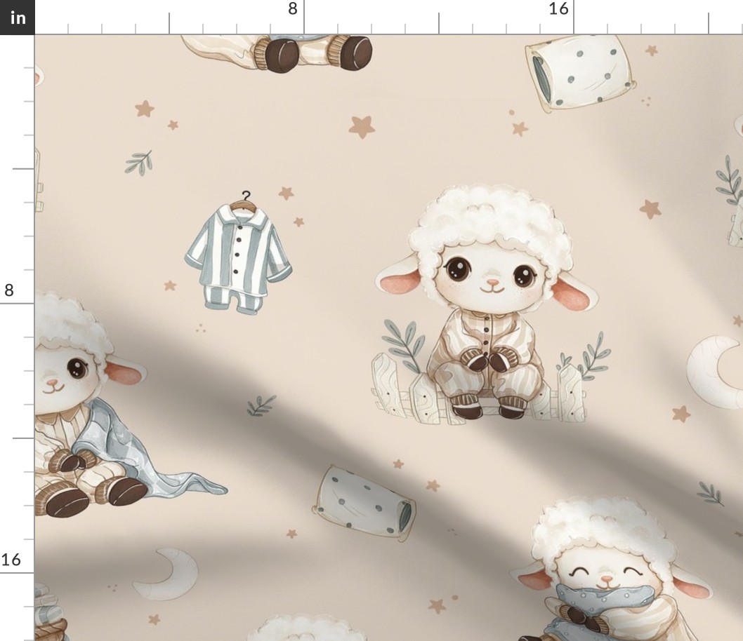 Cozy Lamb Sleepover - wallpaper - dark beige