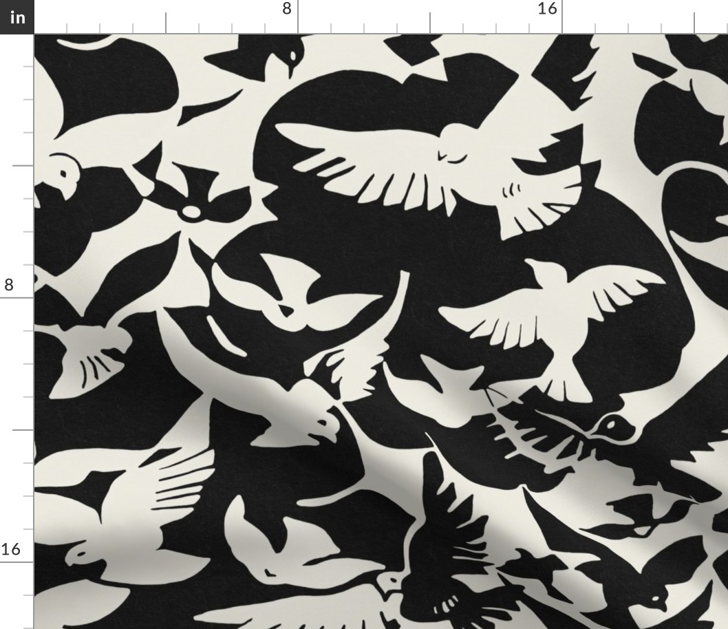 THE GATSBY COLLECTION - ART DECO BIRDS IN FLIGHT IN BLACK AND WHITE