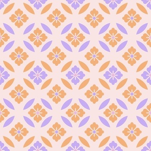 Little geometric flowers - purple and orange