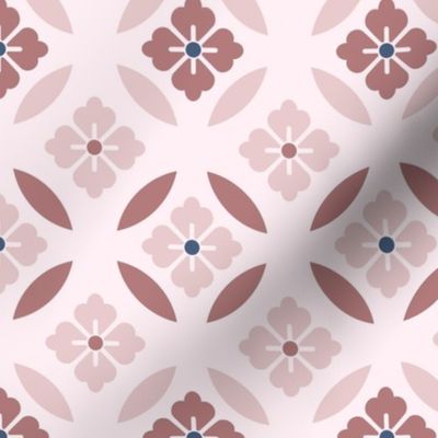 Little geometric flowers - pink and brown