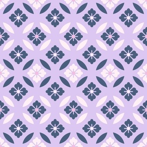 Little geometric flowers - pink blue and purple