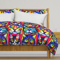 cats faces pop art style XL