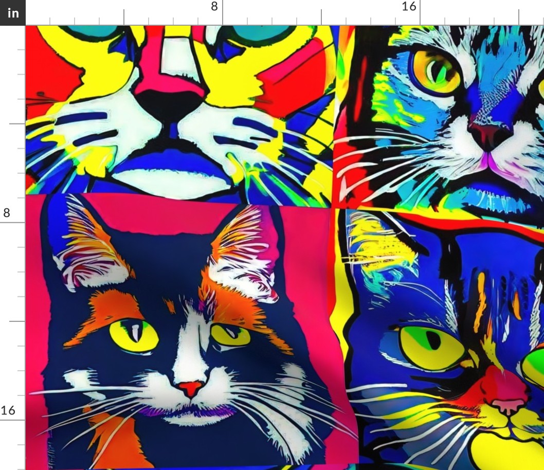 cats faces pop art style XL