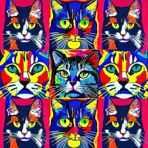 cats faces pop art style M
