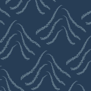 Modern Boho Geometric Block Print Mountains in Coastal Cobalt Blue