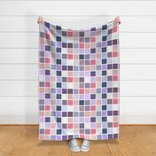 Retro multicolor pink and purple mid century checks