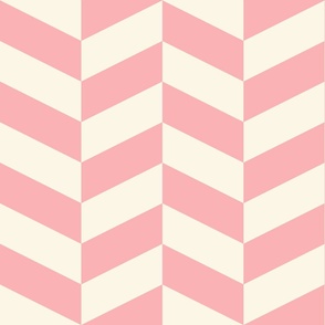 Soft-pastel-kitschy-baby-pink-and-ivory-beige-white-chevron-zigzag-XL-jumbo