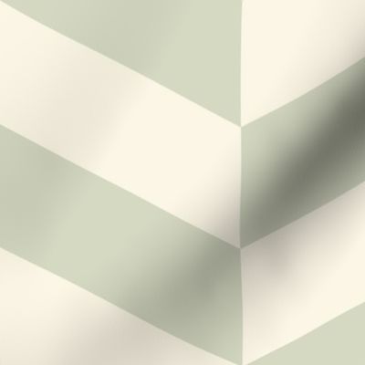 Muted-vintage-sage-green-gray--and-ivory-beige-white-chevron-zigzag-XL-jumbo