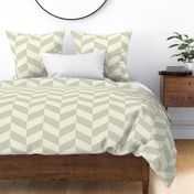 Muted-vintage-sage-green-gray--and-ivory-beige-white-chevron-zigzag-XL-jumbo