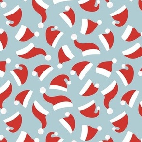 Santa Hats - Scandinavian retro style abstract Christmas design on blue