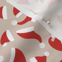 Santa Hats - Scandinavian retro style abstract Christmas design on beige