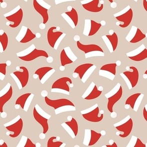 Santa Hats - Scandinavian retro style abstract Christmas design on beige