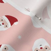 Minimalist Santa Claus - Kawaii Christmas Holidays Snowflakes on pink 