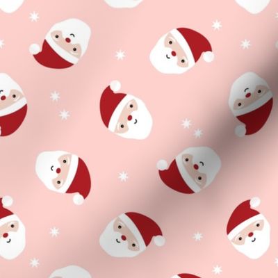 Minimalist Santa Claus - Kawaii Christmas Holidays Snowflakes on pink 