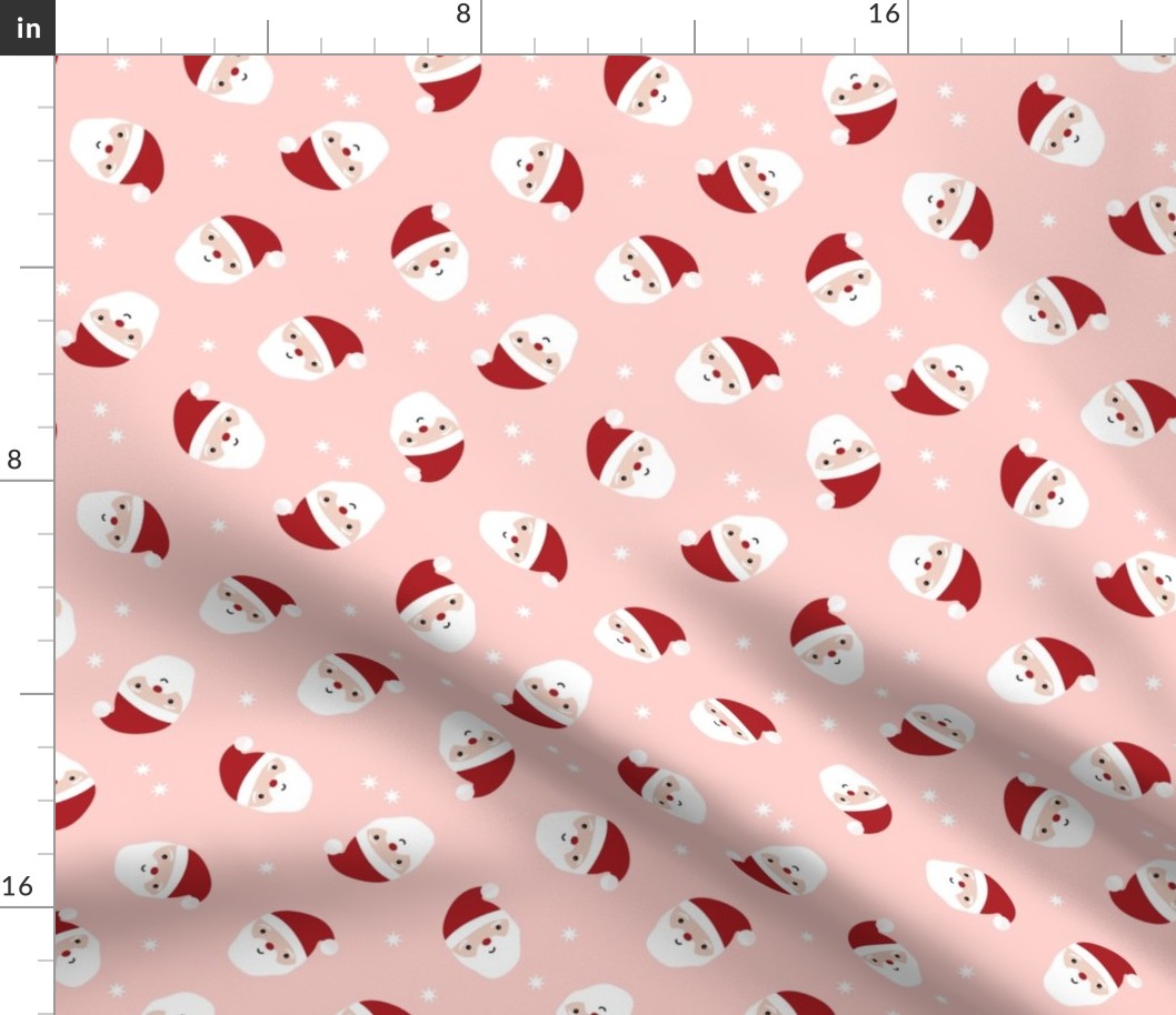 Minimalist Santa Claus - Kawaii Christmas Holidays Snowflakes on pink 