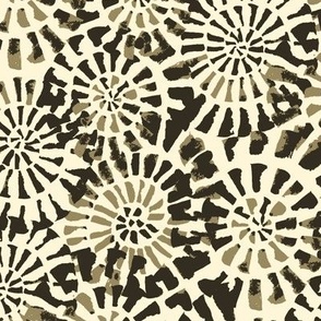 Abstract Spirals - Black and Beige - Medium