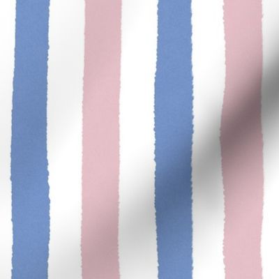 Medium - Pink and blue wonky handdrawn stripe with textured edges - cute kids room nursery stripe - vertical stripes - painted stripe -  kopi