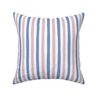 Small - Pink and blue wonky handdrawn stripe with textured edges - cute kids room nursery stripe - vertical stripes - painted stripe -  kopi