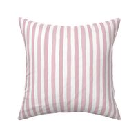 Small - Pink and white wonky handdrawn stripe with textured edges - cute kids room nursery stripe - vertical stripes - painted stripe -