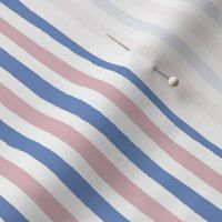 Extra Small - Pink and blue wonky handdrawn stripe with textured edges - cute kids room nursery stripe - vertical stripes - painted stripe -  kopi