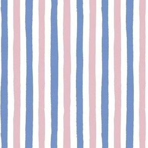 Extra Small - Pink and blue wonky handdrawn stripe with textured edges - cute kids room nursery stripe - vertical stripes - painted stripe -  kopi