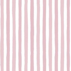 Extra Small - Pink and white wonky handdrawn stripe with textured edges - cute kids room nursery stripe - vertical stripes - painted stripe -