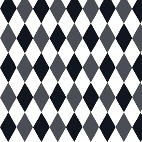 Medium - harlequin diamond - Graphite (almost black), gray grey and white - hand drawn brush stroke - Rhombus Lozenge pattern Checkered Geometric - fun happy wallpaper