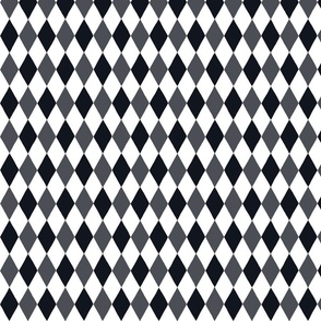 Small - harlequin diamond - Graphite (almost black), gray grey and white - hand drawn brush stroke - Rhombus Lozenge pattern Checkered Geometric - fun happy wallpaper