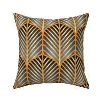 Art deco palms gold and black silver - Medium scale