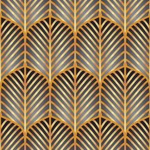 Art deco palms gold and black silver - Medium scale