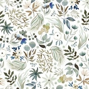 Moss Green Floral Watercolor Pattern