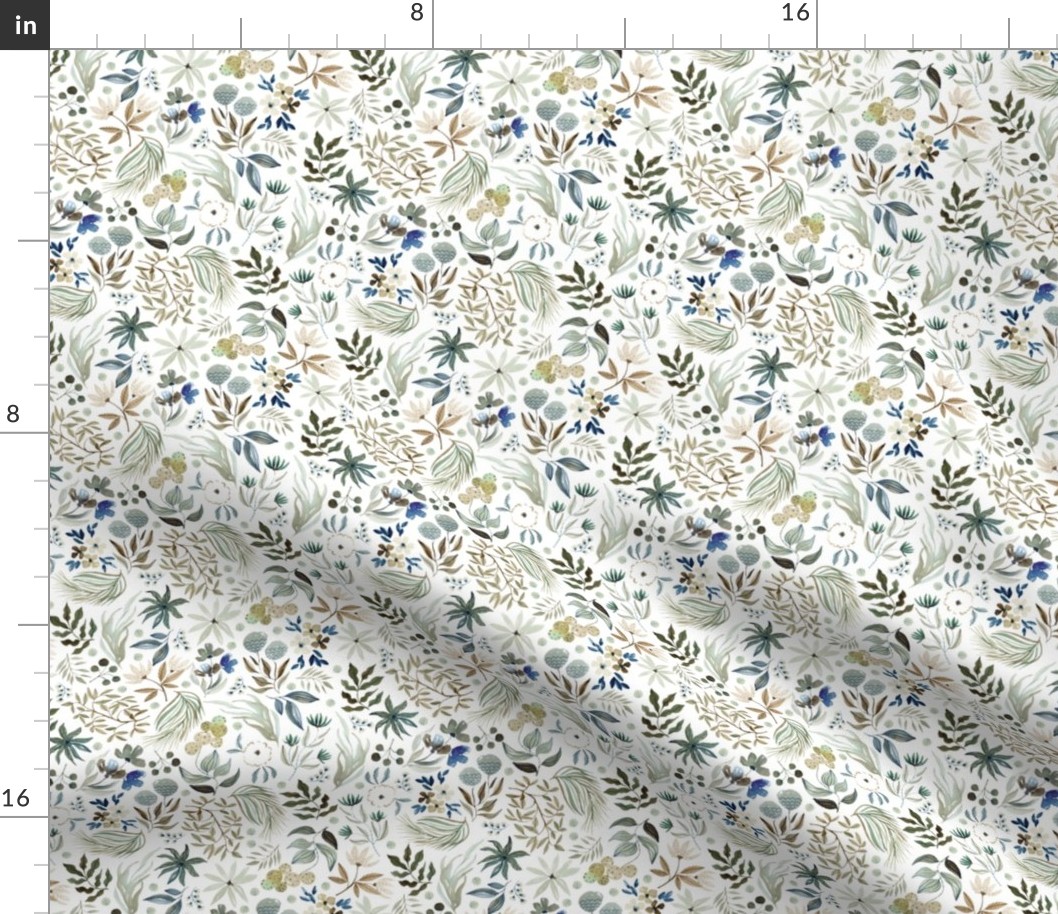 Moss Green Floral Watercolor Pattern