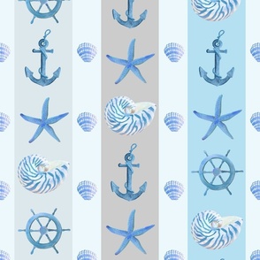 Nautical Ocean Blue Sailing Stripes (large) 