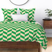 Bold-retro-grass-green-and-vintage-1960s-beige-white-chevron-zigzag-XL-jumbo