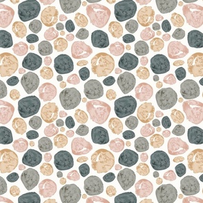 Soft Pink and Gray Pebbles Watercolor Fabric