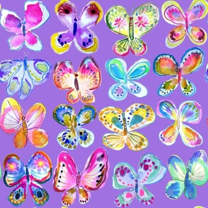 Rainbow Watercolor Butterflies // Lilac (Large Scale)