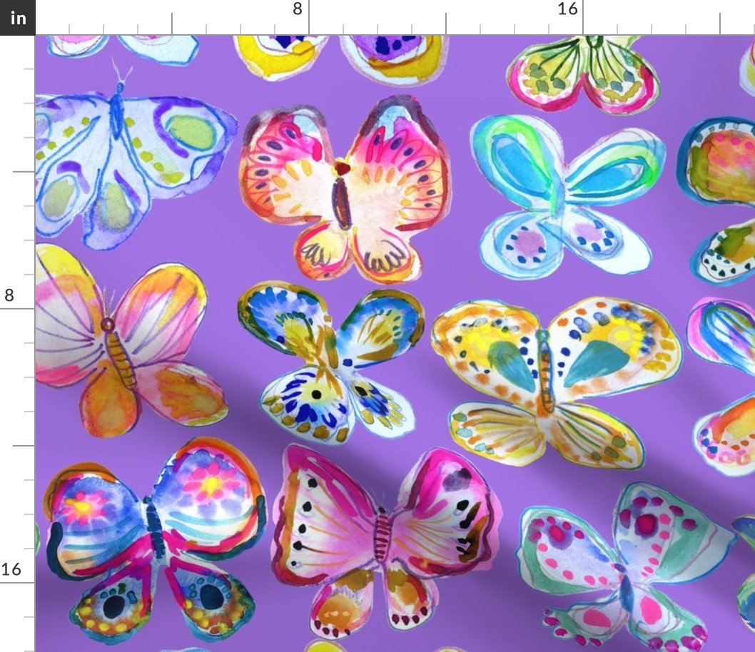 Rainbow Watercolor Butterflies // Lilac (Large Scale)