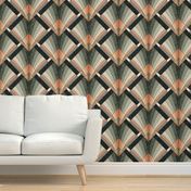 Textured and Tonal Art Deco Wallpaper - Faux Marble and Gold - xxl
