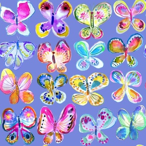 Rainbow Watercolor Butterflies // Periwinkle (Large Scale) 