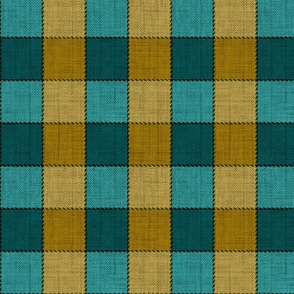 Blue, mustard classic checkered textured pattern.