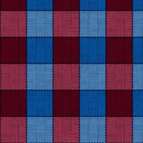 Blue, red classic checkered textured pattern.