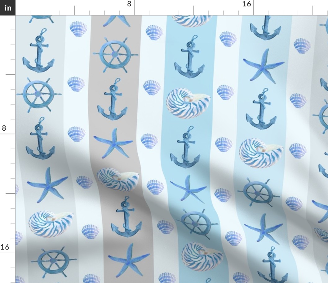 Nautical Ocean Blue Sailing Stripes (medium)