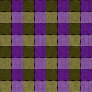 Olive, purple classic checkered textured pattern.