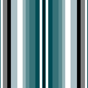 Medium Gradient Stripe Vertical in midnight green 004c54, silver gray a5acaf, black 000000 Team colors School Spirit